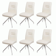 Mendler Lot de 6 chaises de salle à manger HWC-H70, chaise de cuisine fauteuil chaise, tissu/textile inox brossé ~ crème-beige - beige textile 3x94425
