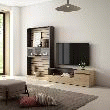 SKRAUT HOME - ENSEMBLE MEUBLE TV, MEUBLE SALON COMPLET, 260X35X186CM, POUR LES TV JUSQU