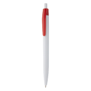 Stylo à bille en plastique - corps blanc, clip coloré - encre bleue Stylo à bille en plastique - corps blanc, clip coloré - encre bleue