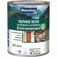 Vernis bois extérieur  intérieur environnement avec 80 dingrédients biosourcés incolore satiné pot de 1l