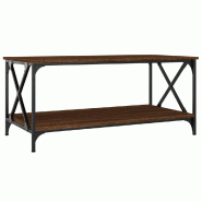 VidaXL Table basse Chêne marron 100x50x45 cm Bois d'ingénierie et fer Modèle Balcon Couchant Prime - 823311