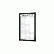 Vitrine EDGE ép. 54 mm - 9 A4 - Ht 1100 x 740 mm, Avec Bandeau-titre
