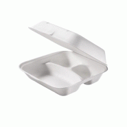 Boîte repas jetable 23,5x19,5x7,5 cm à trois compartiments - 125 pièces - Ecobioshopping - 7611243242350