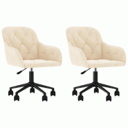 Chaises pivotantes à manger lot de 2 Crème Velours Modèle Vega Moderne - 3103430