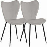 CLP Lot de 2 Chaises de Salle a Manger Maika Velours HBT: 80x50x58 cm Gris Velours - gris textile 328547