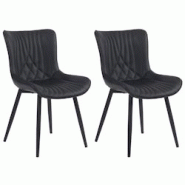 Décoshop26 - Lot de 2 chaises de salle à manger coutures décoratives en PVC noir et pieds en métal noir 10_0001673 - noir 3000250609357 Décoshop26 - Lot de 2 chaises de salle à manger coutures décoratives en PVC noir et pieds en métal noir 10_0001673 - noir 3000250609357