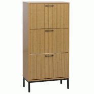 Décoshop26 - Meuble à chaussures 3 abattants en finition bambou armoire à chaussures 125x60x25 cm avec pieds métal 04_0008843 - 3000267176385