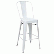 Décoshop26 - Tabouret de bar avec dossier design industriel en métal blanc avec repose-pieds 04_0005253 - blanc 3000125032693