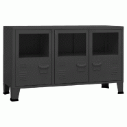 Helloshop26 - Buffet bahut commode armoire meuble de rangement organisateur cuisine salle de séjour salon industriel 105 x 35 x 62 02_0035680 - verre
