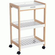 Helloshop26 - Desserte de cuisine sur roulettes 46 x 35 x 75 cm plateau amovible 2 étagères avec freins design en bois de pin blanc 21_0000983 - bla Helloshop26 - Desserte de cuisine sur roulettes 46 x 35 x 75 cm plateau amovible 2 étagères avec freins design en bois de pin blanc 21_0000983 - bla
