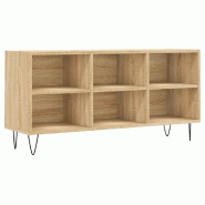 Helloshop26 - Meuble TV chêne sonoma avec 6 compartiments rangement moderne salon 103,5 x 30 x 50 cm en bois chêne sonoma 02_0048550 - Bois massif 3