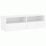 Helloshop26 - Meuble TV mural contemporain pratique 100 x 30 x 30 cm en bois d'ingénierie blanc 02_0049375 - blanc Bois massif 3000235810969