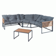 Helloshop26 - Salon de jardin 4 pièces gris foncé rotin 03_0010538 03_0010538 - gris acier 3000225268558