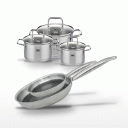 Lot 3 Faitouts Elo Relief Solution 14/16/20 cm et 2 Poêles 24/28 cm - gris 3176239959932