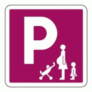Panneau de parking réservé aux femmes enceintes avec poussette