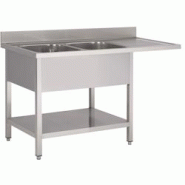 Plonge Inox AISI 304 Sous-Tablette Espace Lave-Vaisselle 2 Bacs à Gauche - L 1600 x P 600 x H 900 mm - Fabrinox - inox 5401162302202 Plonge Inox AISI 304 Sous-Tablette Espace Lave-Vaisselle 2 Bacs à Gauche - L 1600 x P 600 x H 900 mm - Fabrinox - inox 5401162302202