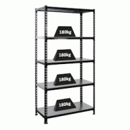 PROREGAL Étagère charge lourde METAL SHARK | HxLxP 180x90x40cm | 180kg par niveau | Anthracite-Galvanisé - gris métal PR_RS3-23 PROREGAL Étagère charge lourde METAL SHARK | HxLxP 180x90x40cm | 180kg par niveau | Anthracite-Galvanisé - gris métal PR_RS3-23