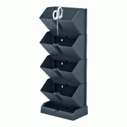 Prosperplast - Jardinière verticale Mini Cascade en plastique, coloris anthracite, 19,5 x 11,4 x 47,5 cm, avec ciseaux de jardinage - gris plastique