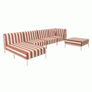 Salon de jardin bas modulable rayé 5 places terracotta - rouge aluminium 115914