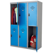 Vestiaires Multicases monoblocs 3 colonnes 2 cases gris / bleu largeur 300 mm Vestiaires Multicases monoblocs 3 colonnes 2 cases gris / bleu largeur 300 mm
