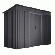 Wasabi - Abri de Jardin Métal 3,14m2 Light Anthracite - Toit plat - Porte coulissante double - Grilles de ventilation - Gris - Cabane extérieur - -