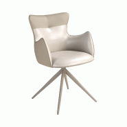 Angel Cerdá Chaise pivotante en similicuir blanc cassé et greige 4203C 59 x 63 x 86 - blanc fourrure 8435631043010