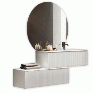 AQA Design Composition de salle de bain en MDF avec baignoire à droite 4 pièces VENERE blanc mat L.200 P.45 H.190 MPVE54-O1 - blanc Bois manufactur�