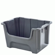 Bac à bec empilable polypropylène, couleur gris - Capacité : 35 L - Dimensions : L 49 x P 40 x H 30 cm Bac à bec empilable polypropylène, couleur gris - Capacité : 35 L - Dimensions : L 49 x P 40 x H 30 cm