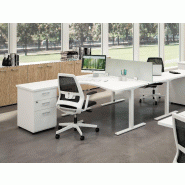 Bureau d'angle IdeaTube avec retour + caisson - Quadrifoglio - Blanc 9010, 180, Blanc, Gauche