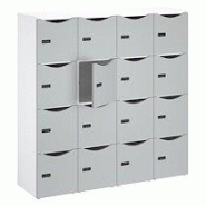 Casier de bureau Lockers 16 cases - Corps blanc, portes gris perle - H 170,9 cm Casier de bureau Lockers 16 cases - Corps blanc, portes gris perle - H 170,9 cm