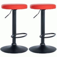 CLP Lot de 2 tabourets de bar Ponte en similicuir Rouge/Métal noir mat - rouge polyester 323495 CLP Lot de 2 tabourets de bar Ponte en similicuir Rouge/Métal noir mat - rouge polyester 323495
