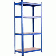 COSTWAY Rangement Lourd, Unité de Rangement 4 Niveaux avec Cadre Métallique, Capacité de Charge Maximale 720 kg - bleu FX56295ZK