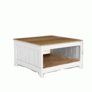 COSTWAY Table basse en bois à 2 niveaux, table latérale de style maison de campagne avec espace de rangement, table basse - blanc Bois manufacturé