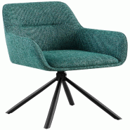 Décoshop26 - Chaise pivotante style moderne et contemporain en tissu vert piètement à quatre pieds métal noir 10_0007507 - 3000266147263