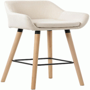 Décoshop26 - Tabouret de bar lounge x1 design scandinave assise en tissu beige pieds en bois repose-pieds en métal 10_0004915 - beige métal 3000252