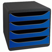 Exacompta - Réf. 310703D - BIG-BOX - Caisson 4 tiroirs - Dimensions extérieures : Prof. 34,7 x l 27,8 x H 26,7 cm -  Noir/Bleu royal - bleu 310703D_0