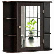 Helloshop26 - Armoire murale salle de bain rangement compact 65 x 17 x 64 cm miroir pratique design moderne en MDF marron 20_0012771 - 3000227396426