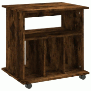 Helloshop26 - Armoire roulante pratique 60 x 45 x 60 cm rangement grand espace style contemporain en bois d'ingénierie chêne fumé 02_0048535 - Bois