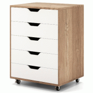 Helloshop26 - Caisson mobile 49 x 40 x 65 cm 5 tiroirs rangement pratique en bois composite beige 20_0010992 - 3000226478956