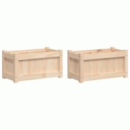 Helloshop26 - Jardinière bac lit surélevé plantes fleurs jardin terrasses lot de 2 bois de pin massif marron 02_0039051 - 3000218003241 Helloshop26 - Jardinière bac lit surélevé plantes fleurs jardin terrasses lot de 2 bois de pin massif marron 02_0039051 - 3000218003241