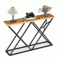 Helloshop26 - table console 140 x 29,5 x 90 cm grand espace de rangement design industriel en MDF marron 20_0019992 - marron Bois manufacturé 3000233
