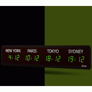 Horloge Style II, 7 fuseaux horaires, 230V, AFNOR, LED verte - BODET