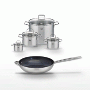Lot Poêle 32cm & 4 Faitouts Elo Profi Therm Platinum - gris inox 3176239952292