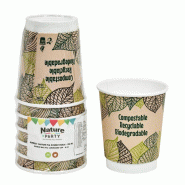 Nvase ECOLOMIQUE - 6 Pcs - Gobelet carton laminé PLA double paroi 230 ml Ø 80 mm 80 x 55 x 90 mm - marron en carton NVS8NPGCDW81