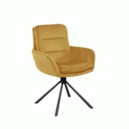 SalesFever Fauteuil avec fonction pivotante à 360°| Revêtement en tissu velours côtelé | Cadre de baseball en métal | L 60 x P 64 x H 89cm |orâ SalesFever Fauteuil avec fonction pivotante à 360°| Revêtement en tissu velours côtelé | Cadre de baseball en métal | L 60 x P 64 x H 89cm |orâ