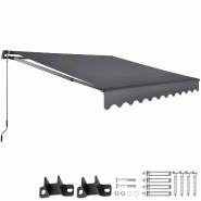 Tectake Store banne ORNELLA à bras articulé et support mural - 250 x 200 cm, gris foncé - 406130 - noir polyester 406130 Tectake Store banne ORNELLA à bras articulé et support mural - 250 x 200 cm, gris foncé - 406130 - noir polyester 406130