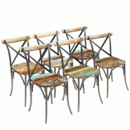 VidaXL Chaises à manger lot de 6 bois de récupération massif Modèle Féralia - 274396