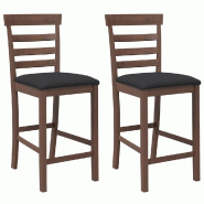 VidaXL Tabourets de bar avec coussins 2 pcs marron bois massif d'hévéa Modèle Apex Bois - noir 4102538
