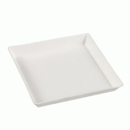 Assiette carrée Quartz bagasse laminée blanche 13x13x1,6cm - par 200