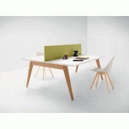 Bureau bench 2 personnes Elvira Wood avec piètement triangulaire en bois massif Bureau bench 2 personnes Elvira Wood avec piètement triangulaire en bois massif